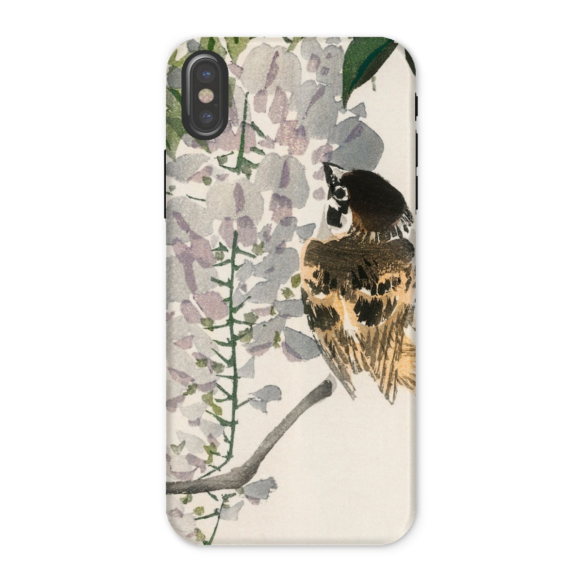 Sparrow on a Branch Kōno Bairei Meiji Bird Iphone Case, x / Matte, Phone Case Watercolor Style Painting Bird Perched Branches