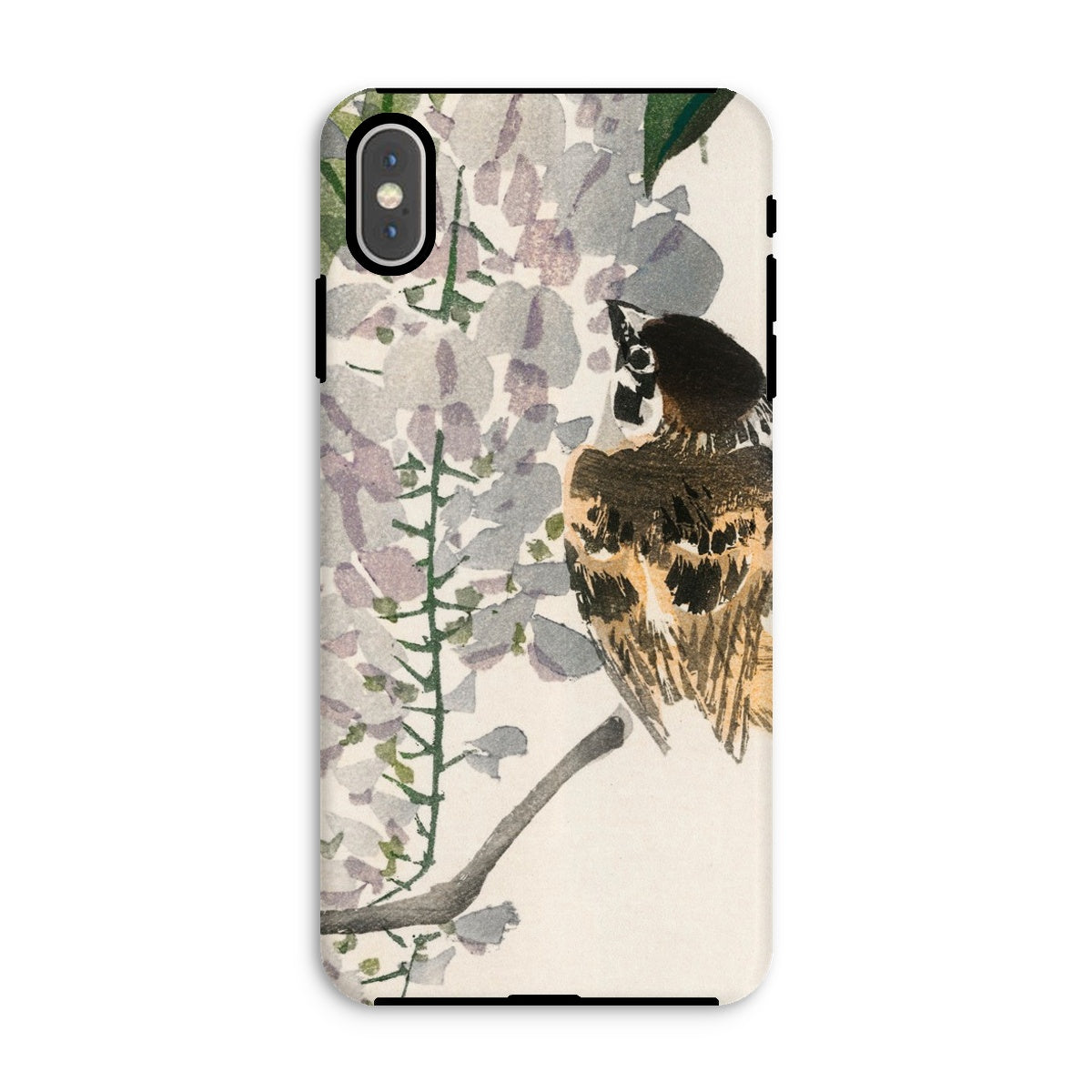 Sparrow on a Branch Kōno Bairei Meiji Bird Iphone Case, Xs Max / Matte, Phone Case Watercolor Style Painting Bird Perched Branch Flowers