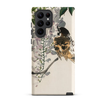 Sparrow on a Branch - Kono Bairei Meiji Bird Phone Case Sleek Phone Case Delicate Watercolor Illustration Bird Perched Bairei Meiji Era,