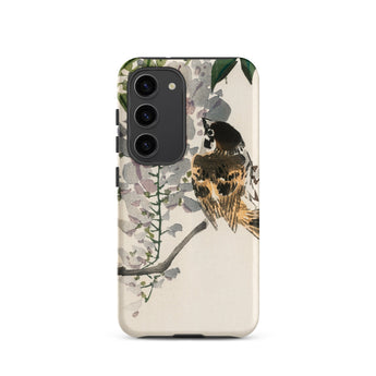 Sparrow on a Branch - Kono Bairei Meiji Bird Phone Case Phone Case Delicate Watercolor Illustration Bird Perched Branch Bairei Meiji Era,