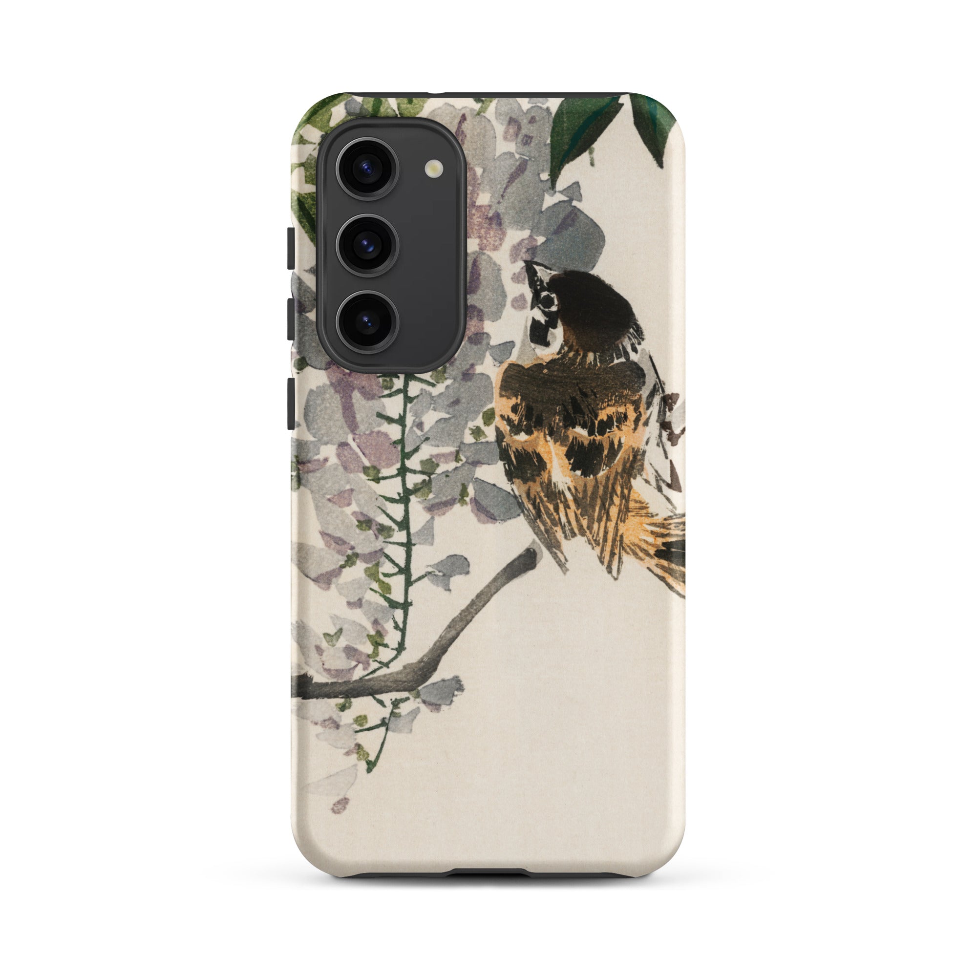 Sparrow on a Branch Kōno Bairei Meiji Bird Samsung Case, Galaxy S23 Plus / Matte, Smartphone Case Bird Branch White Flowers Painted Style