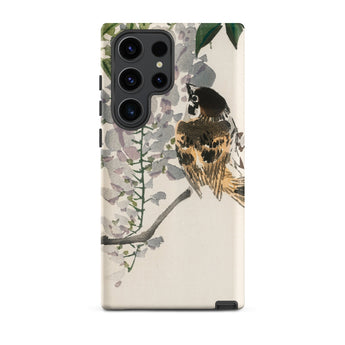 Sparrow on a Branch - Kōno Bairei Meiji Bird Samsung Case, Galaxy S23 Ultra / Matte, Phone Case Painted Sparrow Branch White Flowers