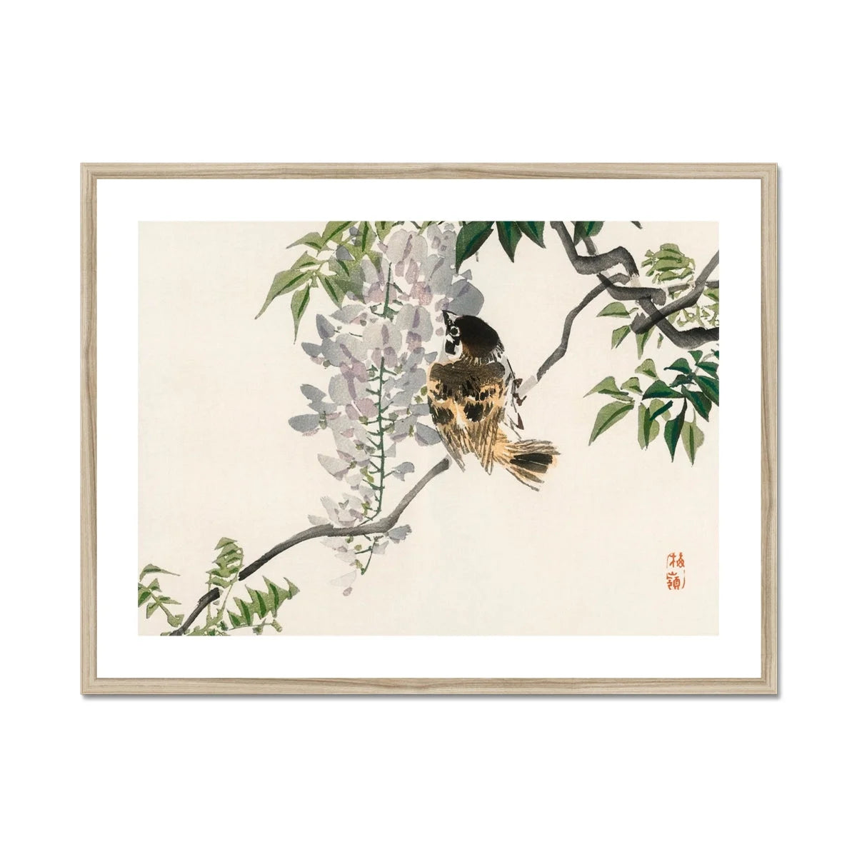 Sparrow on a Branch - Kōno Bairei Meiji Era Art Print Posters Prints & Visual Artwork