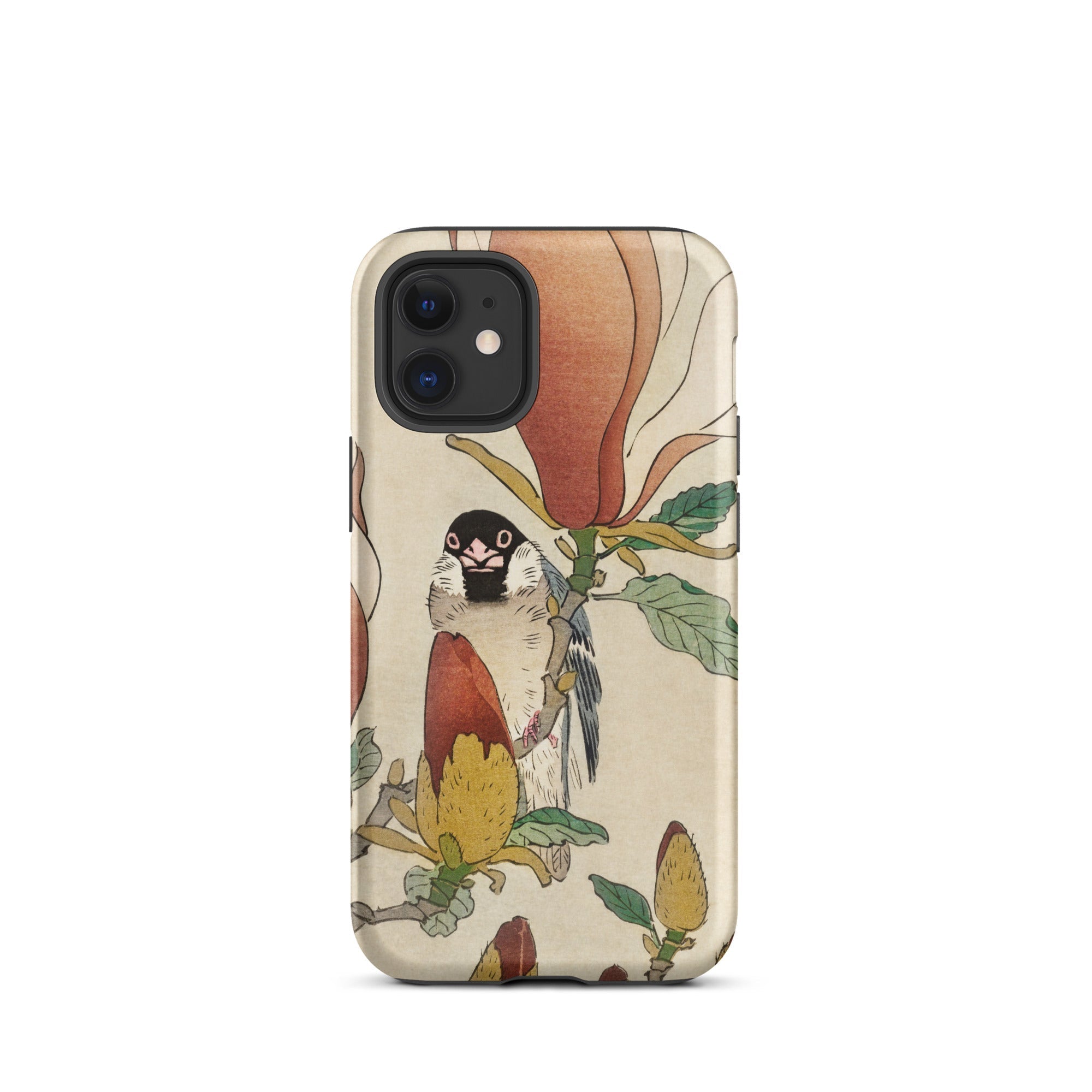 Sparrow on Magnolia Ohara Koson Kachō e Iphone Case, 12 Mini / Matte, Bird Flower Patterned Phone Case