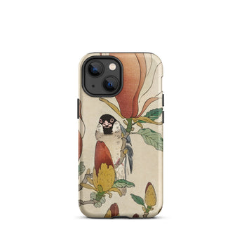 Sparrow on Magnolia - Ohara Koson Kachō-e Iphone Case, 13 Mini / Matte, Bird Flower Patterned Phone Case