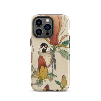 Sparrow on Magnolia - Ohara Koson Kachō-e Iphone Case, 13 Pro / Matte, Bird Flower Patterned Phone Case