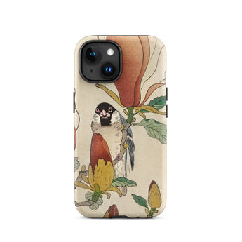 Sparrow on Magnolia - Ohara Koson Kachō-e Iphone Case, 15 / Matte, Bird Flower Patterned Phone Case