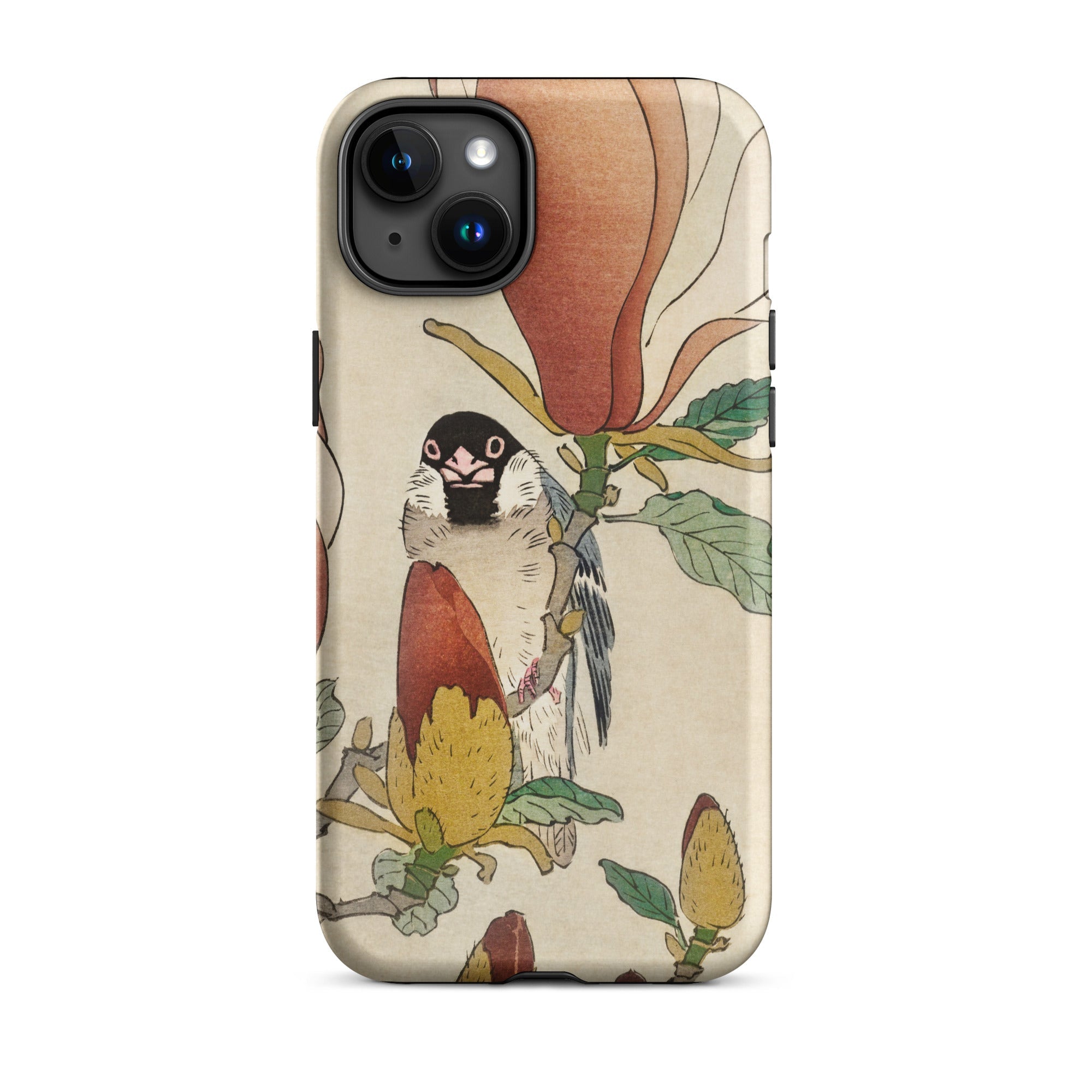 Sparrow on Magnolia Ohara Koson Kachō e Iphone Case, 15 Plus / Matte, Bird Flower Patterned Phone Case