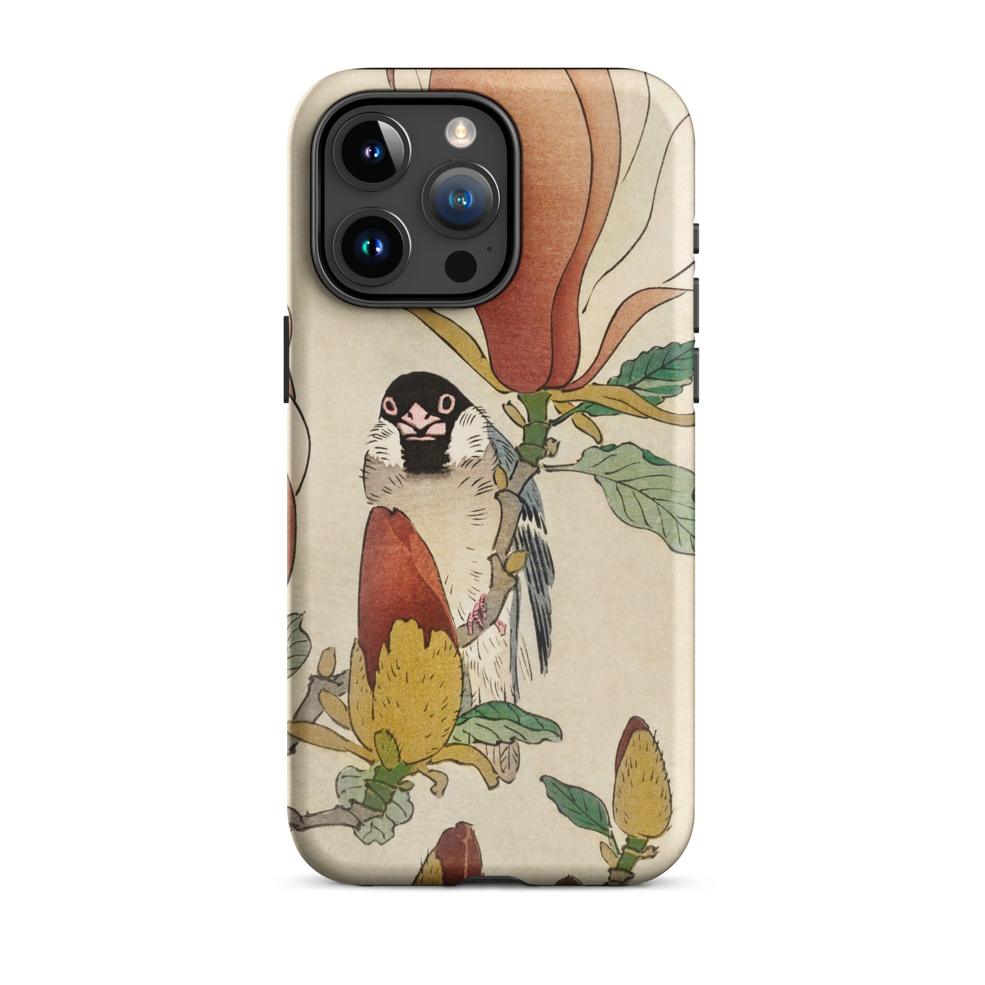 Sparrow on Magnolia Ohara Koson Kachō e Iphone Case, 15 Pro Max / Matte, Bird Floral Design Phone Case