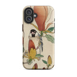 Sparrow on Magnolia - Ohara Koson Kachō-e Iphone Case, 16 Plus / Matte, Bird Magnolia Flower Phone Case