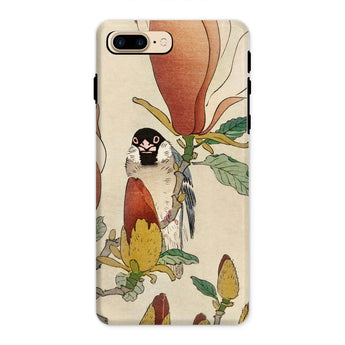 Sparrow on Magnolia - Ohara Koson Kachō-e Iphone Case, 8 Plus / Matte, Phone Case Bird Flower Design