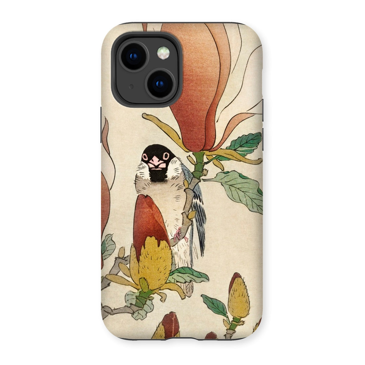 Sparrow on Magnolia - Ohara Koson Kachō-e Iphone Case, Bird Magnolia Flower Phone Case