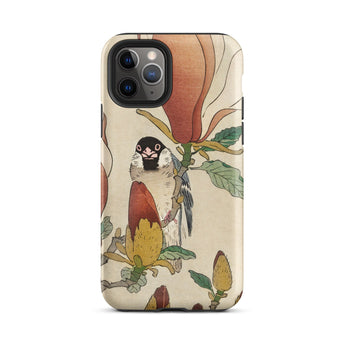 Sparrow on Magnolia - Ohara Koson Kachō-e Phone Case Iphone 11 Pro / Matte Bird Flower Patterned, Koson’s Mesmerizing, Artistry Mobile Cases