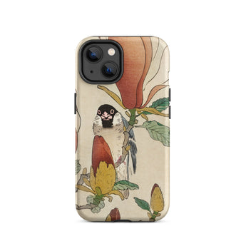 Sparrow on Magnolia - Ohara Koson Kachō-e Phone Case Iphone 14 / Matte Bird Flower Patterned, Koson’s Mesmerizing, Artistry Mobile Cases