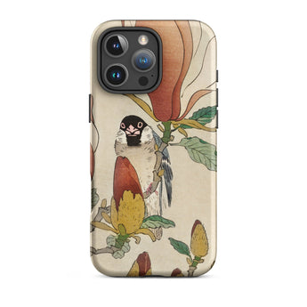 Sparrow on Magnolia - Ohara Koson Kachō-e Phone Case Iphone 16 Pro Max / Matte Bird Flower Patterned, Koson’s Mesmerizing, Artistry Mobile