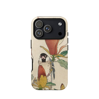 Sparrow on Magnolia - Ohara Koson Kachō-e Phone Case Iphone 17 Pro / Matte Beige White Floral 12 Max, Koson’s Mesmerizing, Artistry Mobile