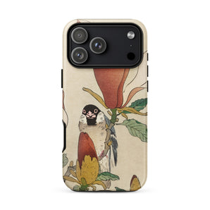 Sparrow on Magnolia - Ohara Koson Kachō-e Phone Case Iphone 17 Pro Max / Matte Cream-colored Phone Case Floral Bird Design Black-and-white