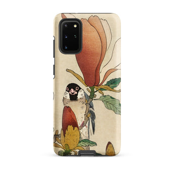 Sparrow on Magnolia - Ohara Koson Kachō-e Phone Case Samsung Galaxy S20 Plus / Matte Detailed Illustration Bird Perched Flower, Koson’s