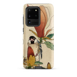 Sparrow on Magnolia - Ohara Koson Kachō-e Phone Case Samsung Galaxy S20 Ultra / Matte Detailed Illustration Bird Perched Branch Stylized,