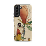 Sparrow on Magnolia - Ohara Koson Kachō-e Phone Case Samsung Galaxy S22 Plus / Matte Beige Detailed Illustration Bird Perched
