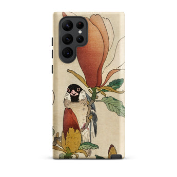 Sparrow on Magnolia - Ohara Koson Kachō-e Phone Case Samsung Galaxy S22 Ultra / Matte Detailed Illustration Bird Perched Branch, Koson’s