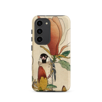 Sparrow on Magnolia - Ohara Koson Kachō-e Phone Case Samsung Galaxy S23 / Matte Stylized Illustration Bird Perched Branch, Koson’s