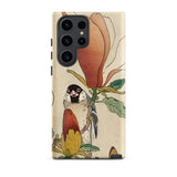 Sparrow on Magnolia - Ohara Koson Kachō-e Phone Case Samsung Galaxy S23 Ultra / Matte Detailed Illustration Bird Perched Flower, Koson’s