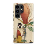 Sparrow on Magnolia - Ohara Koson Kachō-e Phone Case Samsung Galaxy S24 Ultra / Matte Detailed Illustration Bird Perched Stylized, Koson’s