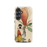 Sparrow on Magnolia - Ohara Koson Kachō-e Samsung Case, Galaxy S25 / Matte, Smartphone Case Bird Flower Design