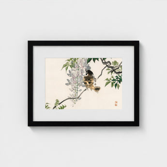 Sparrow on a Branch - Kono Bairei Meiji Era Art Print / Canvas Meiji-era Avian Marvel, Nature’s Ephemeral Beauty Prints