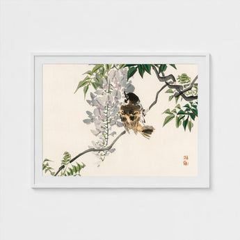 Sparrow on a Branch - Kono Bairei Meiji Era Art Print / Canvas Meiji-era Avian Marvel, Nature’s Ephemeral Beauty Prints