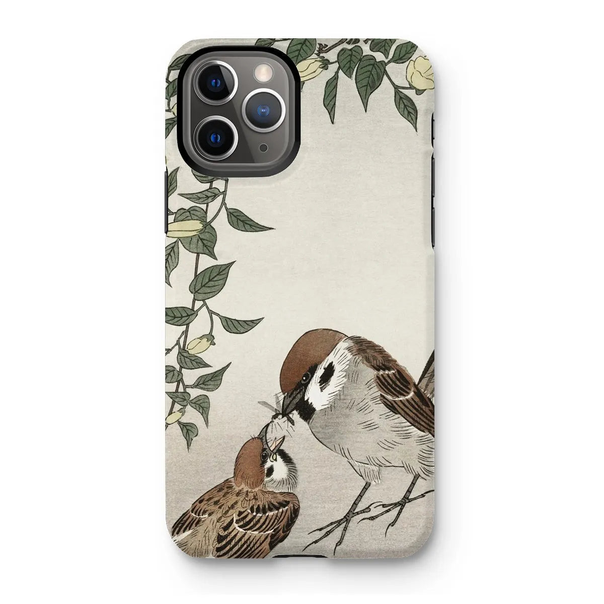 Sparrows Feeding - Japanese Bird Phone Case - Ohara Koson - Iphone 11 Pro / Matte - Mobile Phone Cases - Aesthetic Art