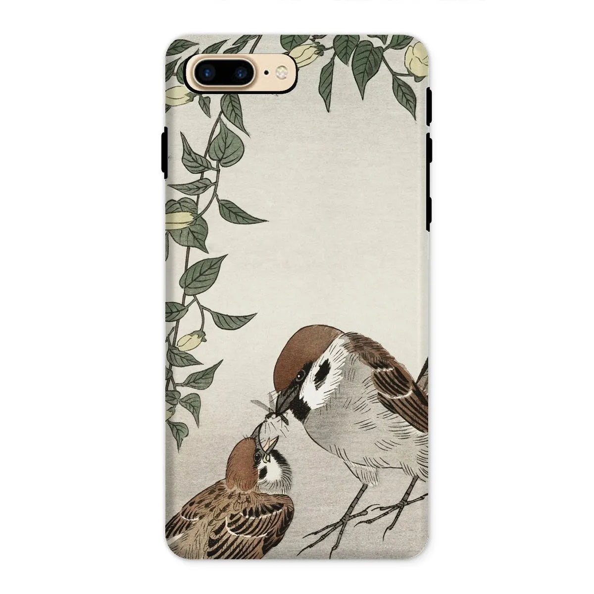 Sparrows Feeding - Japanese Bird Phone Case - Ohara Koson - Iphone 8 Plus / Matte - Mobile Phone Cases - Aesthetic Art