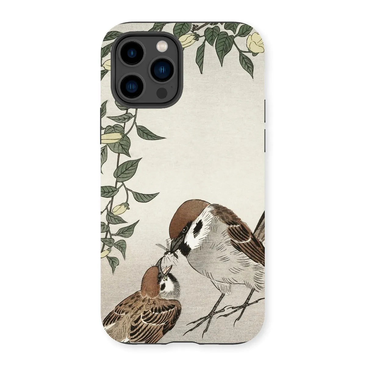 Sparrows Feeding - Japanese Bird Phone Case - Ohara Koson - Iphone 14 Pro / Matte - Mobile Phone Cases - Aesthetic Art