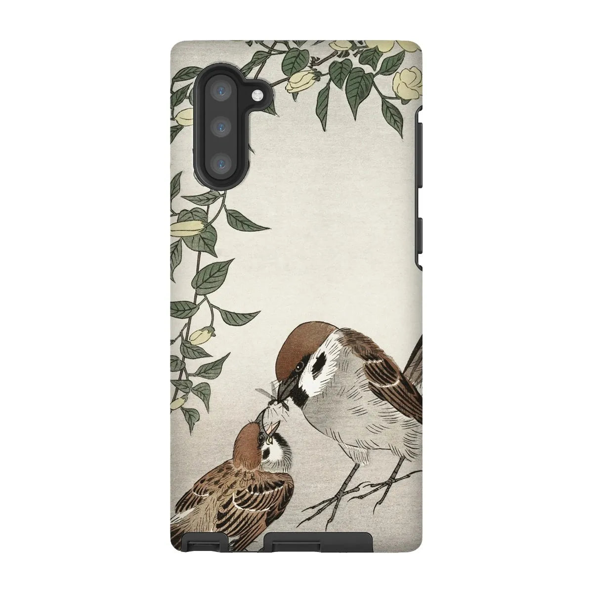 Sparrows Feeding - Japanese Bird Phone Case - Ohara Koson - Samsung Galaxy Note 10 / Matte - Mobile Phone Cases