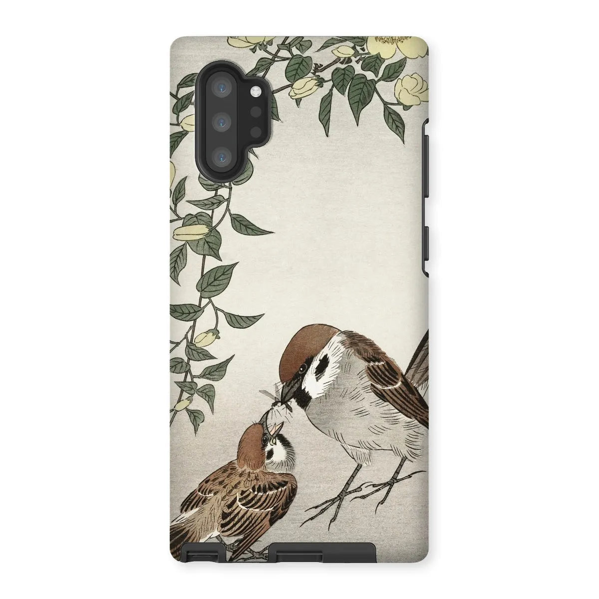 Sparrows Feeding - Japanese Bird Phone Case - Ohara Koson - Samsung Galaxy Note 10p / Matte - Mobile Phone Cases