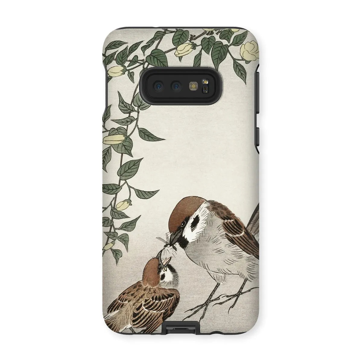 Sparrows Feeding - Japanese Bird Phone Case - Ohara Koson - Samsung Galaxy S10e / Matte - Mobile Phone Cases