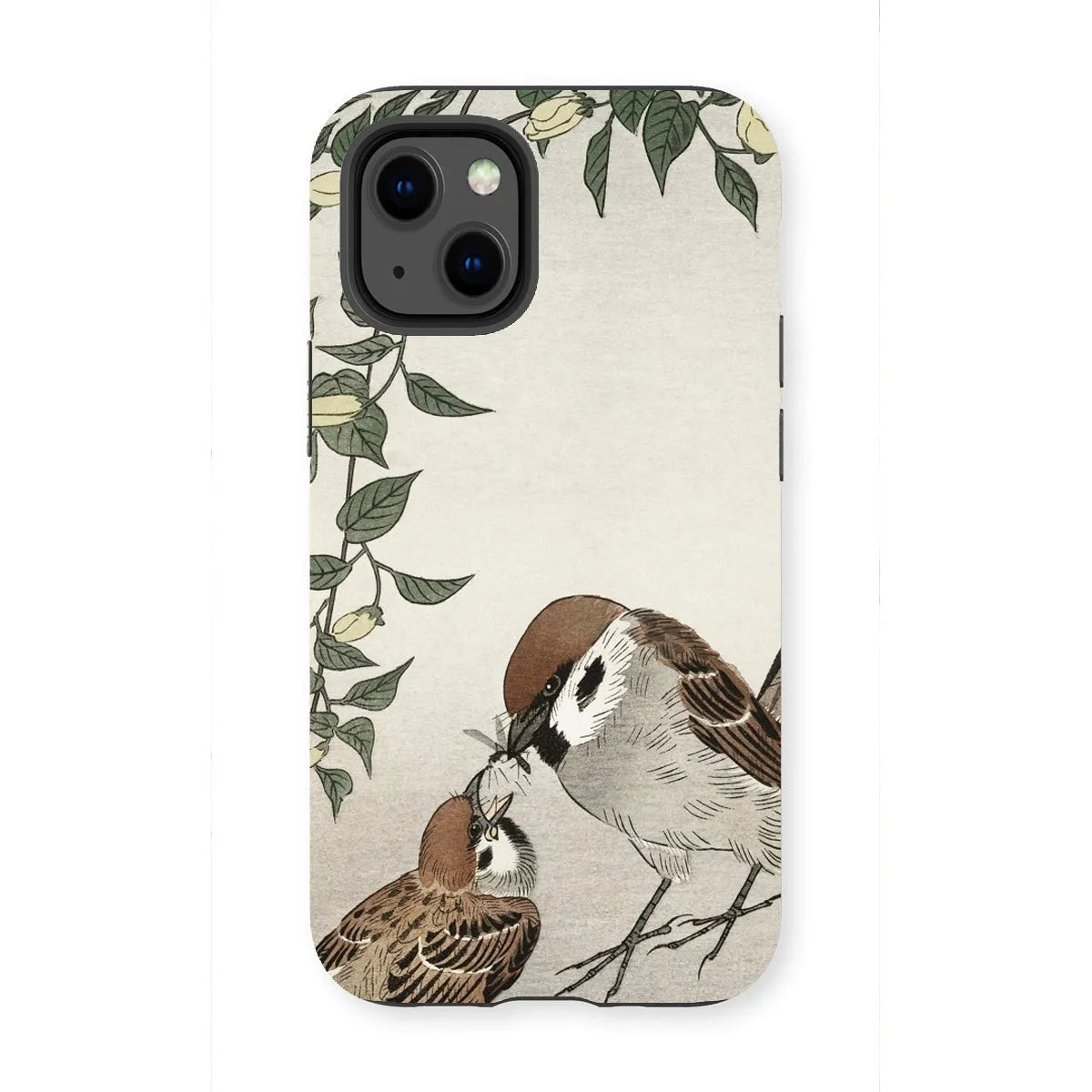 Sparrows Feeding - Japanese Bird Phone Case - Ohara Koson - Iphone 13 Mini / Matte - Mobile Phone Cases - Aesthetic Art