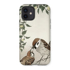 Sparrows Feeding - Ohara Koson Japanese Bird Iphone Case, 12 / Matte, Iphone Case Artistic Design Two Sparrows Floral Elements