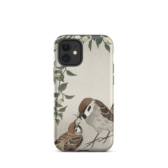 Sparrows Feeding - Ohara Koson Japanese Bird Iphone Case, 12 Mini / Matte, Bird-themed Phone Case