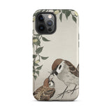 Sparrows Feeding - Ohara Koson Japanese Bird Iphone Case, 12 Pro Max / Matte, Bird-themed Phone Case