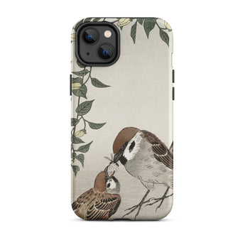 Sparrows Feeding - Ohara Koson Japanese Bird Iphone Case, 14 Plus / Matte, Bird-themed Iphone Case