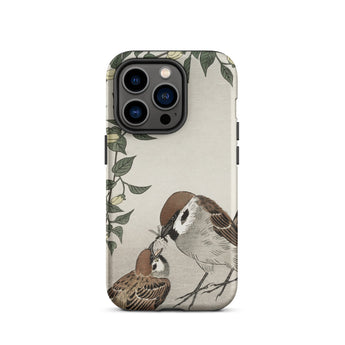 Sparrows Feeding - Ohara Koson Japanese Bird Iphone Case, 14 Pro / Matte, Bird-themed Iphone Case