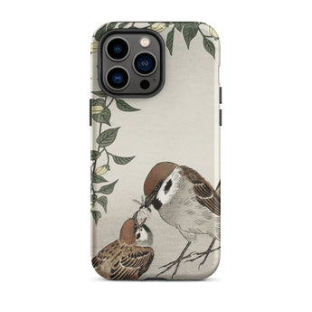 Sparrows Feeding - Ohara Koson Japanese Bird Iphone Case, 14 Pro Max / Matte, Bird-themed Iphone Case