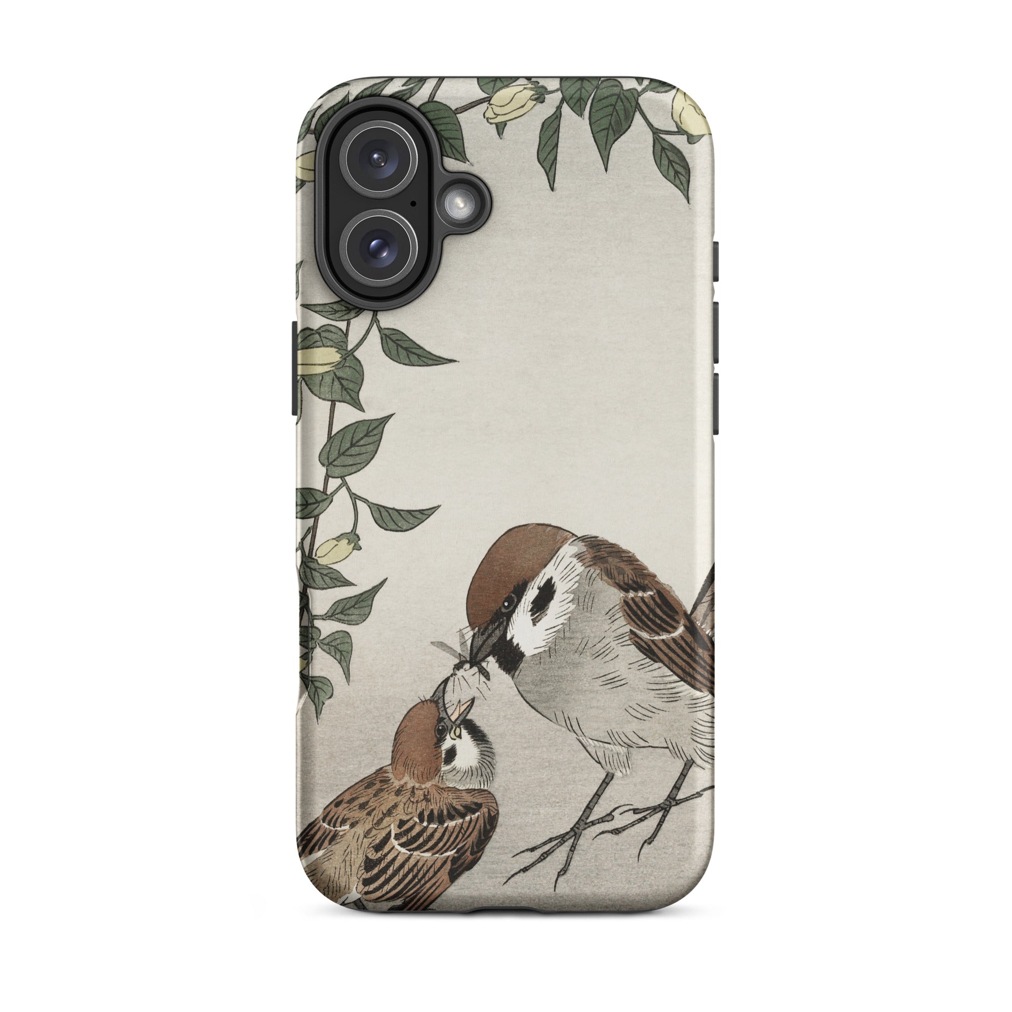 Sparrows Feeding Ohara Koson Japanese Bird Iphone Case, 16 Plus / Matte, Bird Themed Phone Case