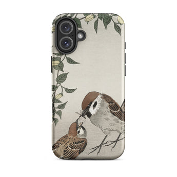 Sparrows Feeding - Ohara Koson Japanese Bird Iphone Case, 16 Plus / Matte, Bird-themed Phone Case