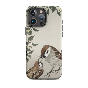 Sparrows Feeding - Ohara Koson Japanese Bird Iphone Case, 16 Pro Max / Matte, Bird-themed Phone Case