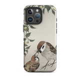 Sparrows Feeding - Ohara Koson Japanese Bird Iphone Case, 16 Pro Max / Matte, Bird-themed Phone Case