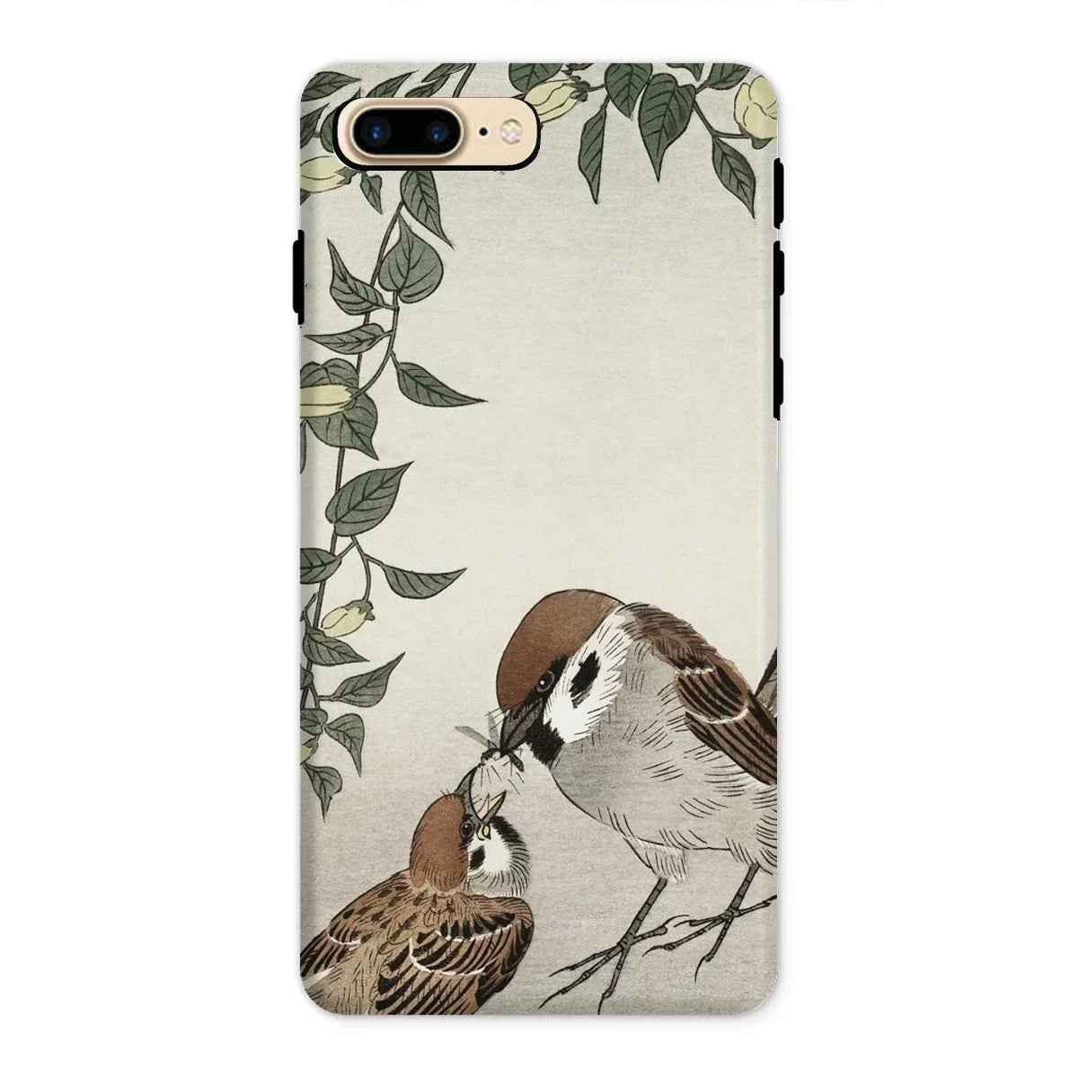 Sparrows Feeding - Ohara Koson Japanese Bird Iphone Case, 8 Plus / Matte, Phone Case Nature-inspired Design Birds Foliage