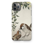 Sparrows Feeding - Ohara Koson Japanese Bird Iphone Case, 11 Pro Max / Matte, Kite-823846422, Iphone Case Vintage-style Illustration Two